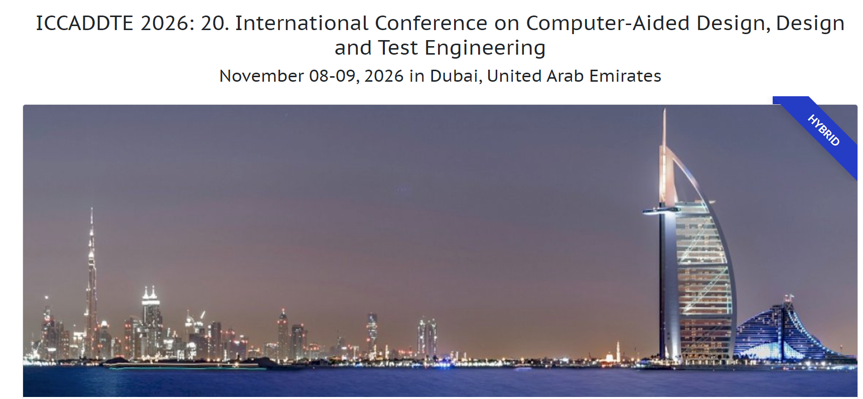 ICCADDTE 2026 20. International Conference on Computer-Aided Design, Design and Test Engineering